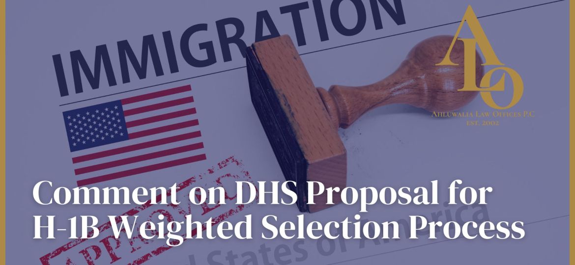 Comment on DHS Proposal for H-1B Weighted Selection Process